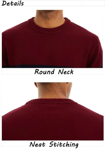 Vista 5 de MAGCOMSEN Suéter de cuello redondo para hombre sudadera de punto térmica suave bloque de color a rayas