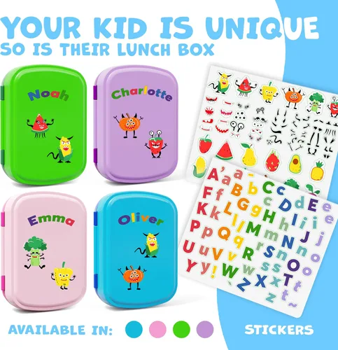 Vista 7 de Umami Lonchera Bento todo en 1 para niños, paquete de hielo y utensilios incluidos, 100% a prueba de fugas y sin BPA, lonchera favorita de los Azul