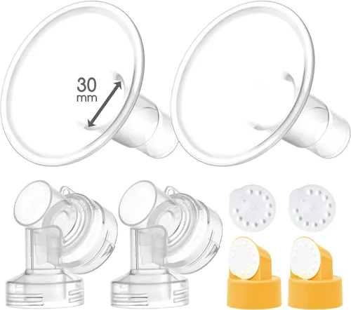 Vista 10 de Maymom 2 protectores de pecho de dos piezas de 0.67 pulgadas, 2 conectores de base con válvula y membrana compatibles con extractores de leche