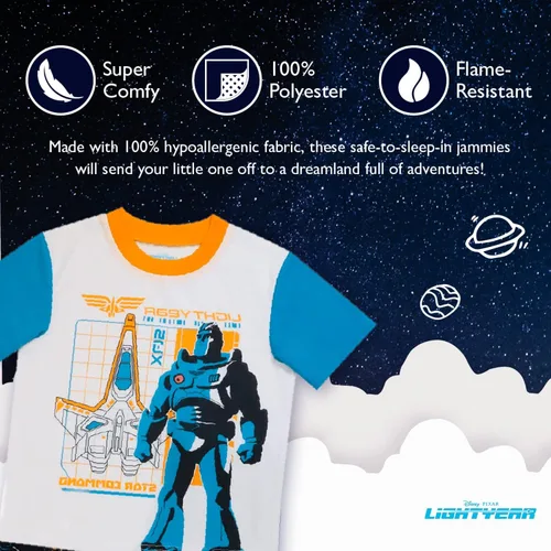 Vista 3 de Disney Boys Pixar Lightyear Toys Story 4 3-Piece Loose-Fit Pajamas Set