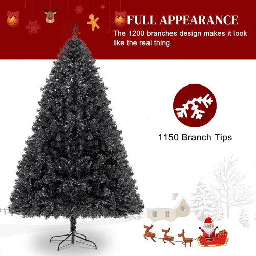 Vista 2 de Karl home Árbol de Navidad Artificial Negro de 6 pies, Árbol de Abeto Clásico con Soporte de Metal Resistente para Hogar, Oficina, Fiesta, Festival