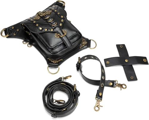 Vista 9 de Rebajas Cyber Monday Ofertas Venta Steampunk Riñonera Bolso para cintura Moda Gótico Hombro Bandolera Bandolera Muslo Pierna Capucha Bolsa de Viaje