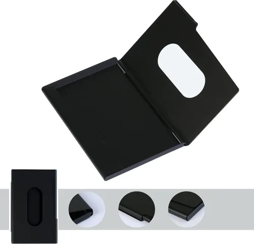 Vista 2 de BONSYL® Portatarjetas de visita de aleación de aluminio, soporte para tarjetas de visita, colorido bolsillo para mujeres y hombres.