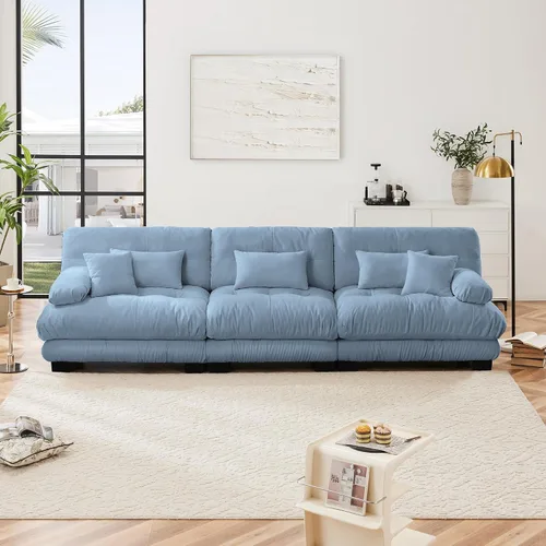 Vista 94 de Otomana beige para sofá modular modular, sofá individual, asiento otomano para sofá modular convertible, sofás de terciopelo para sala de estar