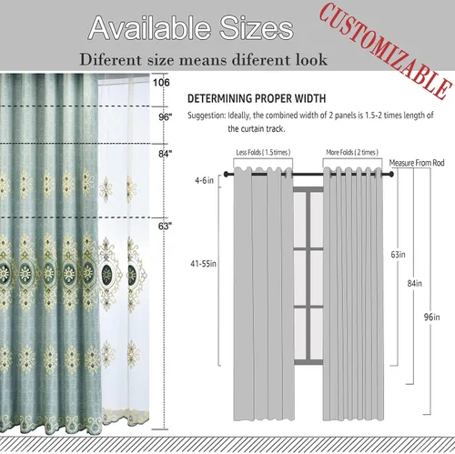 Vista 6 de VOGOL Cortinas/Cortinajes/Paneles/Tratamientos Personalizados Simples de Chenilla Jacquard Opacas Elegancia para Ventana para Dormitorio Sala