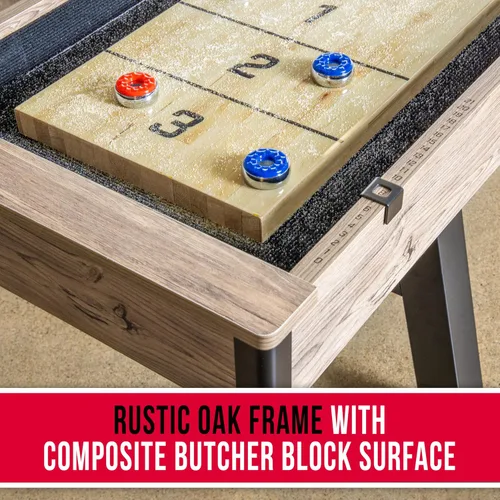 Vista 3 de GoSports Mesa de tejo premium de 9 pies con 8 discos, cera para shuffleboard y cepillo