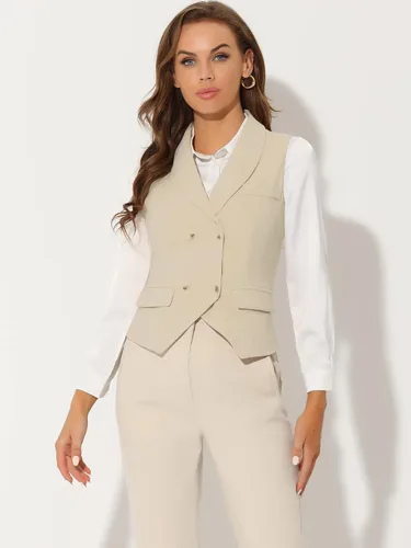 Vista 3 de Allegra K Chaleco de mujer con cuello de solapa y espalda cruzada