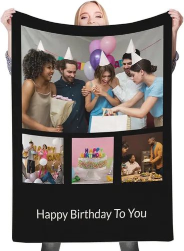 Vista 11 de Regalos de cumpleaños personalizados, manta personalizada con mis propias fotos para mujeres, hombres, mamá, papá