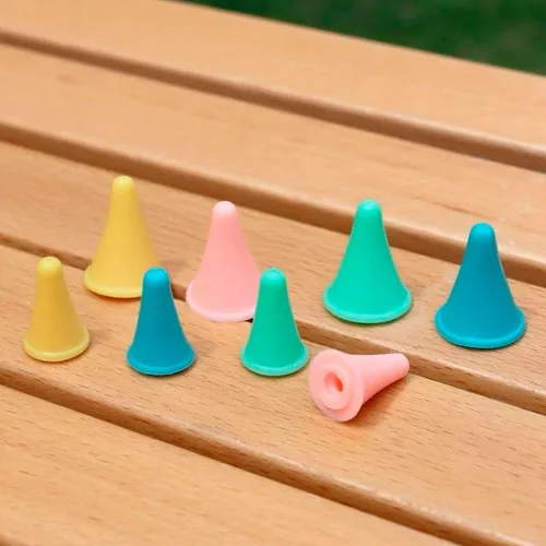 Vista 5 de 100 protectores de puntos de agujas de tejer, tapones de punta de aguja de silicona para principiantes, tejer, manualidades, bricolaje