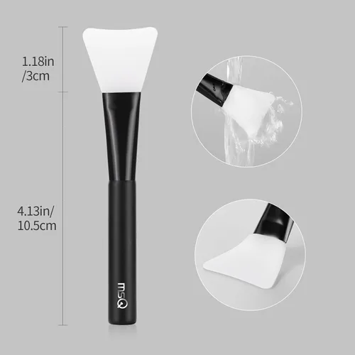 Vista 3 de MSQ Cepillo de silicona para mascarilla facial, limpiador facial suave, cepillo de máscara facial para barro, arcilla, máscara mixta de carbón Negro