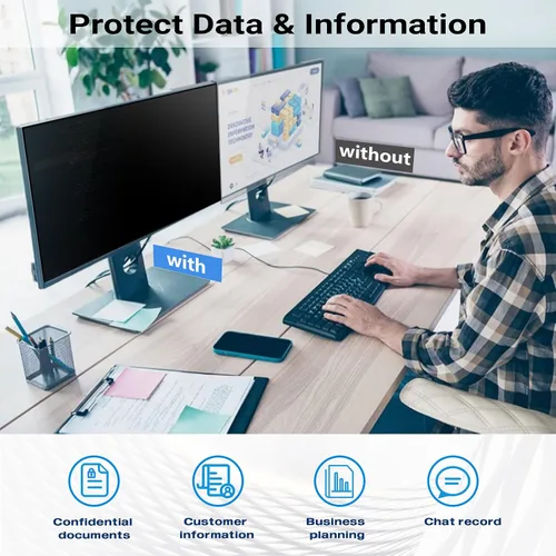 Vista 2 de FILMEXT Paquete de 2 Filtros de Pantalla de Privacidad para Computadora de 22 Pulgadas para Monitor de Escritorio/Sin Marco Todo en Uno 16:10