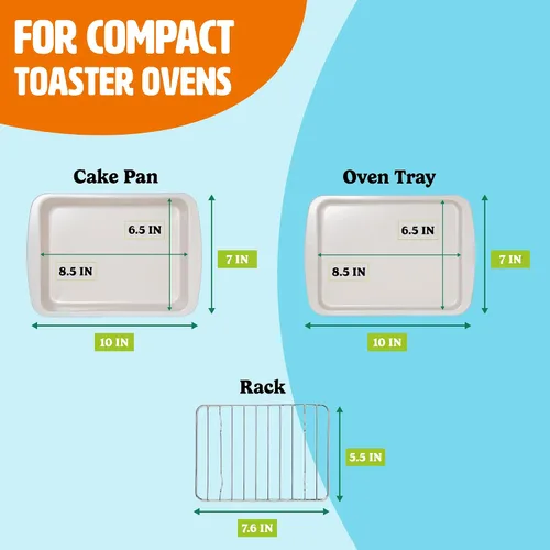 Vista 4 de Tasty Juego de Horneado Antiadherente para Horno Tostador Incluye Molde para Pastel, Bandeja para Horno, Rejilla, Utensilios de Acero al Carbono