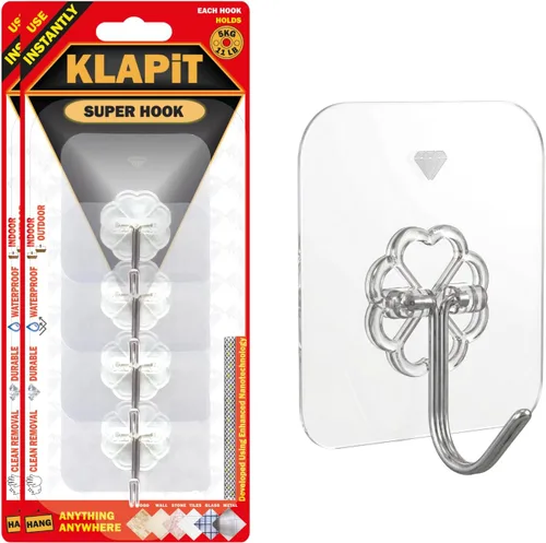 Vista 17 de KLAPiT Super Hook - Ganchos de pared adhesivos de alta resistencia, soporta hasta 11 libras, impermeable, sin daños, fácil de instalar en azulejos