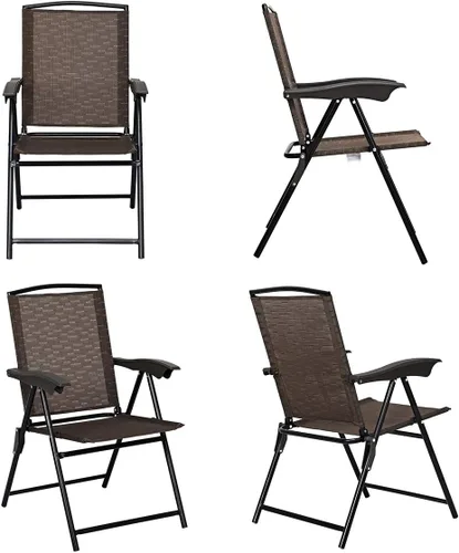Vista 6 de Goplus Juego de 4 sillas plegables con reposabrazos y respaldo ajustable