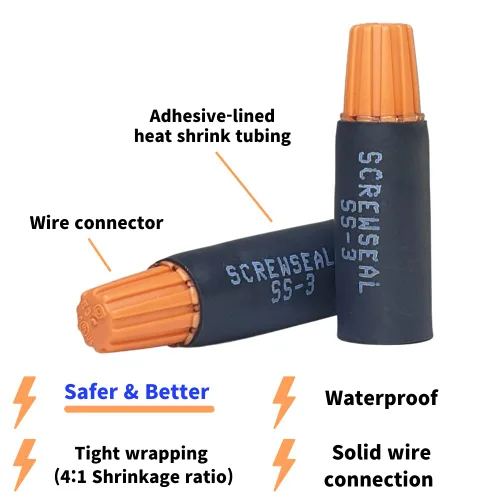 Vista 2 de Conectores de cable impermeables SS3 naranja 30 piezas AWG 22-14, conectores de cable eléctrico seguros para cable de iluminación de paisaje al aire