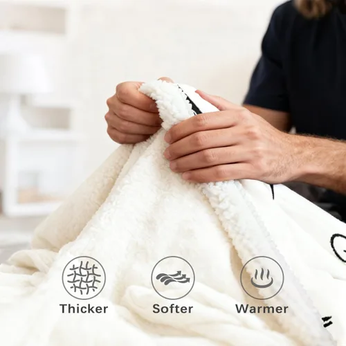 Vista 3 de Sleepwish Manta de forro polar con diseño de gato negro, con siluetas divertidas de gatos, manta Sherpa de felpa para niños y niñas, manta