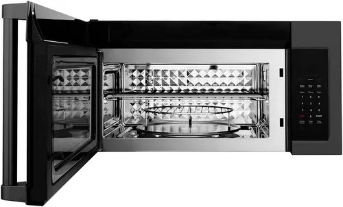 Vista 2 de ZLINE - Horno microondas de convección en acero inoxidable negro con mango tradicional y sensor de cocción