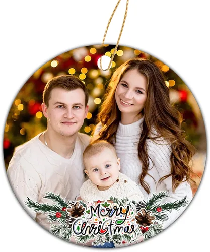 Vista 7 de Adorno de círculo de Navidad personalizado para la familia, adorno personalizado con nombre de familia para Navidad, adorno personalizado