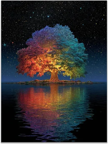 Vista 18 de VOCBAN Tree of Life Canvas Wall Art Tree Decor Painting Artwork for Office Kitchen Bathroom Dining Room Office Home Decor Dormitory(black black 74