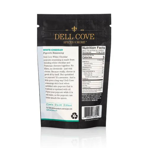 Vista 2 de Condimento para palomitas de maíz cheddar blanco, sin OMG y sin gluten, vegetariano, palomitas gourmet reales, condimento de palomitas de maíz bajas