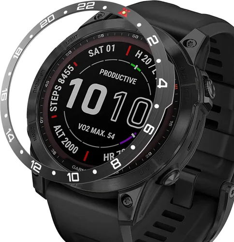 Vista 8 de Anillo de bisel compatible con Garmin Fenix 7 Sapphire Solar/Fenix 7 Solar, anillo de bisel de acero inoxidable, cubierta adhesiva antiarañazos