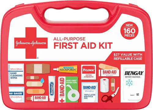 Vista 9 de BAND-AID Brand Travel Ready Kit portátil de primeros auxilios de emergencia, cuidado de heridas menores, perfecto para el hogar, automóvil, camping