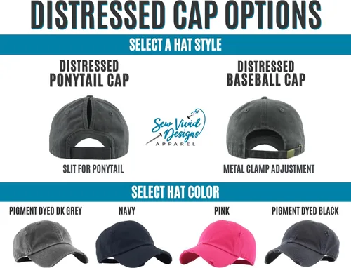 Vista 2 de Custom Hat, Distressed Baseball Cap or Ponytail Hat Personalized Text Hats Your Text Embroidered Ball Cap Customize Your Own Cap, Adjustable