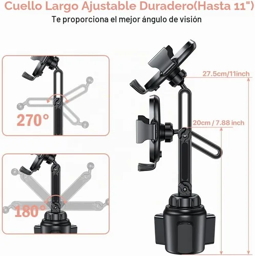 Vista 4 de Miracase Soporte Universal para Teléfono en Portavasos de Coche, [Versión Mejorada] Soporte Ajustable de Cuello Largo para Portavasos de Coche Rosa