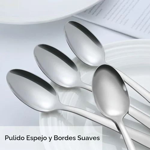 Vista 4 de Pleafind 36 cucharas de café, cucharas de 4.7 pulgadas, cubertería, cuchara de té de acero inoxidable, mini cuchara, cucharaditas pulidas con espejo