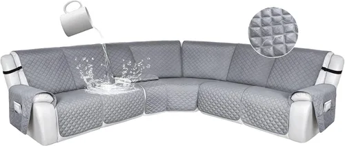 Vista 81 de HDCAXKJ Fundas de sofá seccional reclinable 100% impermeable, forma de L, funda de sofá reclinable lavable acolchada suave para mascotas, perro