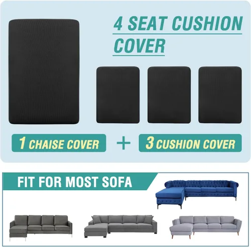 Vista 145 de OKYUK Fundas para sofá modular, 3 piezas, fundas de cojín de terciopelo para sofá, en forma de L, funda de cojín separado para sofá, protector