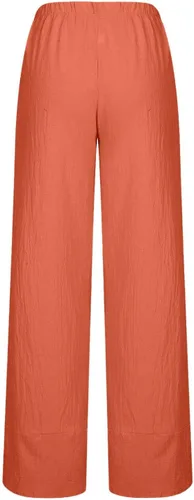 Vista 7 de SMIDOW Pantalones capri para mujer, algodón y lino, pierna ancha, pantalones capri casuales de verano, pantalones recortados para playa, cintura