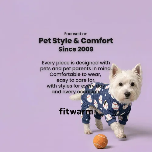 Vista 5 de Fitwarm Pijama de béisbol de forro polar para perro, ropa acogedora de invierno para perros pequeños, niños y niñas, mameluco divertido