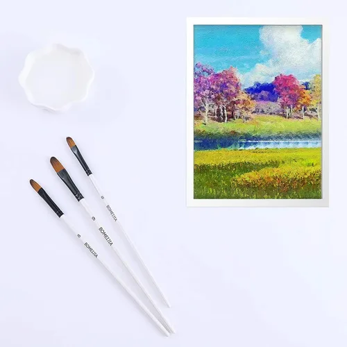 Vista 5 de GETHPEN Filbert - Juego de pinceles de pintura, 12 piezas de pinceles de artista para aceite acrílico, acuarela, gouache, artista, kits de pintura