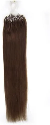 Vista 3 de lilu 22 "Loop Micro Ring Beads Tipped Remy extensiones de cabello humano 100s 04 marrón medio belleza peluquería moda, #04 café medio