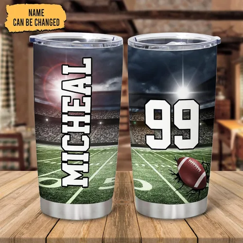 Vista 2 de Hyturtle Vaso de fútbol personalizado – Vaso de acero inoxidable con nombre personalizado de 20 onzas con tapa con pajilla, regalos de fútbol