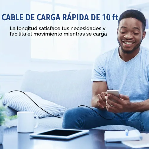 Vista 6 de Cable de carga rápida USB C a C de 10 pies, 60 W de carga rápida tipo C a C, cable de carga para Apple iPhone Duo/18 Pro 17 Pro Max/17 Air/16 Pro/15