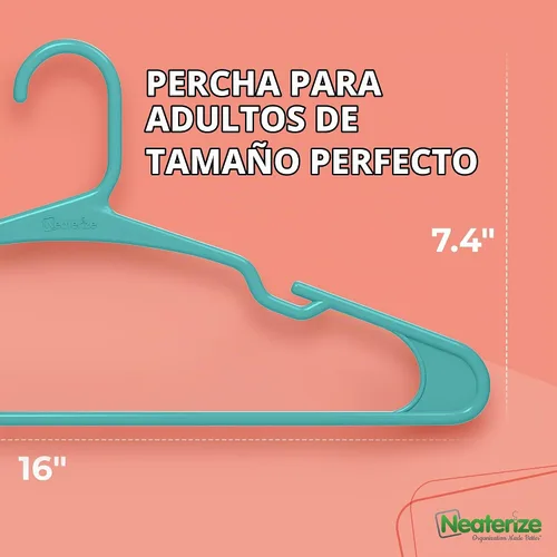 Vista 3 de NEATERIZE - Ganchos de ropa de plástico, 20 paquetes, Aqua - Perchas para colgar ropa
