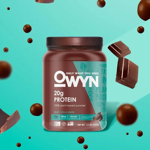 Vista 4 de OWYN Only What You Need Proteína en polvo a base de plantas, chocolate negro, 1.17 libras