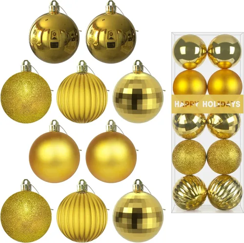 Vista 88 de Esferas pequeñas de bronce de 1.6 pulgadas para decoración del árbol de Navidad, adornos inastillables para cumpleaños, Halloween, vacaciones, boda