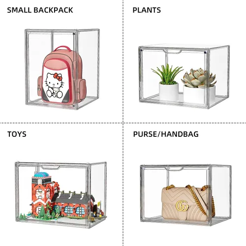 Vista 2 de Organizador de bolso para armario, organizador de almacenamiento de bolso, caja de exhibición apilable con puerta magnética, vitrina acrílica