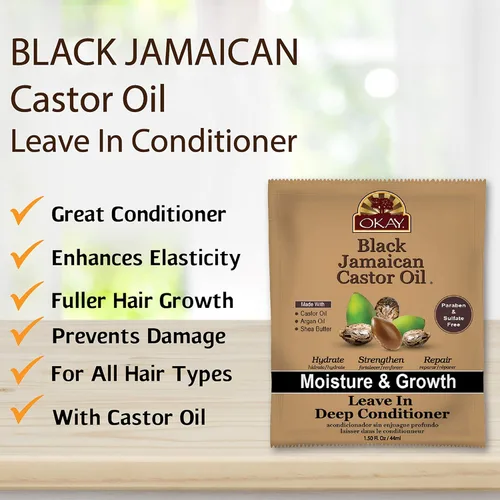 Vista 3 de OKAY - Acondicionador sin enjuague con aceite de ricino jamaicano negro - Todo tipo de cabello/texturas - Repara, hidrata, hace crecer un cabello
