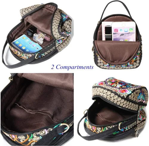Vista 5 de Goodhan Bolso cruzado de lona bordado para teléfono celular, monedero para mujer