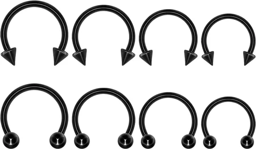 Vista 19 de BLISI G23 Joyería de perforación de ceja de titanio sólido, anillos de ceja en oro negro, oro rosa, plata, rosa y arcoíris de 16G, barra curvada