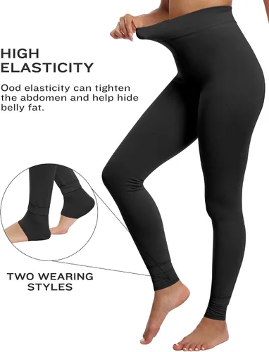 Vista 4 de ATHVOTAR - Leggings cálidos de invierno con forro de vellón para mujer, mallas gruesas de terciopelo térmico
