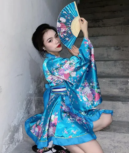 Vista 3 de Elibelle Juego de calcetines de seda plegables de seda para mujer, estilo kimono de anime japonés