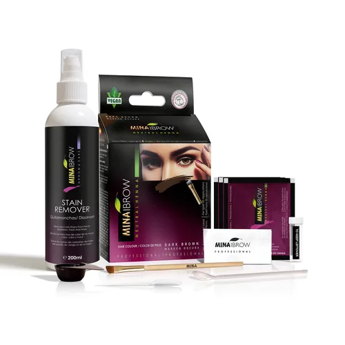 Vista 27 de Polvo de tinte para cejas natural marrón medio de MinaiBrow Kit de tinte instantáneo a prueba de manchas con cepillo doble biselado Marrón medio +