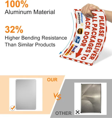 Vista 11 de ALKB - Letrero de entrega de paquetes de 8 x 12 pulgadas, entrega todos los paquetes aquí Letrero de aluminio libre de óxido para porche, puerta