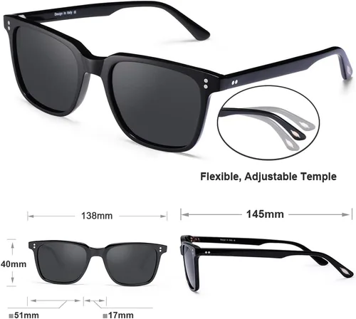 Vista 27 de Carfia Chic - Lentes de sol polarizados para mujer, protección UV400, marco de acetato pulido a mano