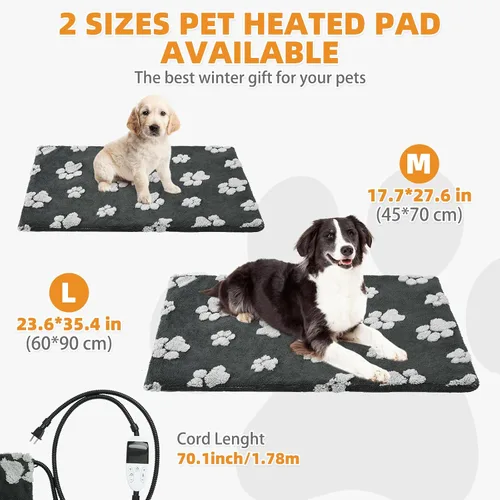 Vista 2 de Almohadilla térmica de parto para cachorros, almohadilla térmica para perros con interruptor de termostato inteligente mejorado, alfombrilla cálida